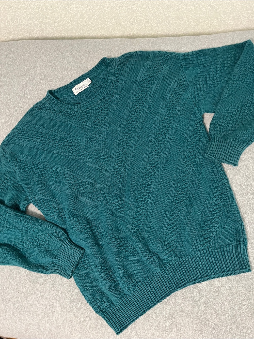 Vintage Y2K Protege Sweater Womens Large Crew Green Grunge Indie Preppy 90s
